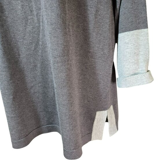 Eileen Fisher XS Gray Tunic Sweater w Matching Scarf Colorblock Sleeves Tencel - Picture 3 of 15